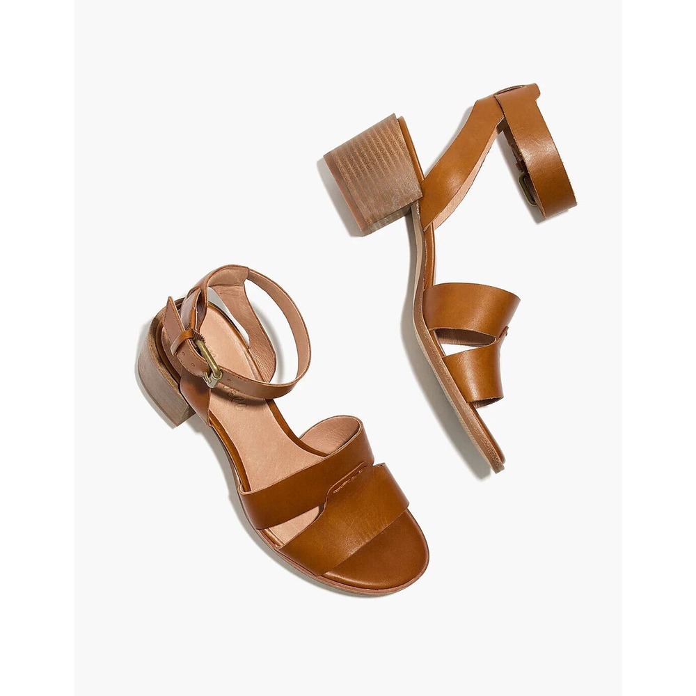 Madewell The Kate Sandal Women’s Brown Leather Heel Saddle Size 8